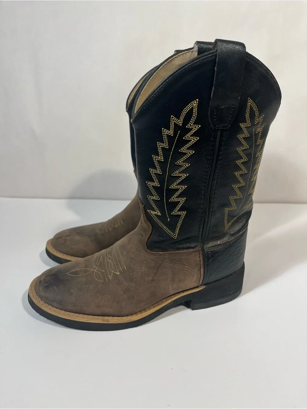 Old West Children's Crepe Western Boots 1606 Brown Black Barn Rodeo Youth Size 3